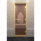 Стеклянная дверь для хамама в золотом профиле, бронза 190х80 (по коробке) (DoorWood)