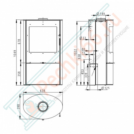 Печь-камин Ovalis металл (Romotop)