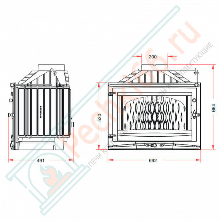 Каминная топка Селеник 700 с заслонкой (INVICTA)