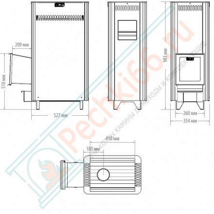 Печь для бани Костёр-ПаРус 24, дверца со стеклом (Костёр) до 24 м3