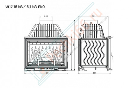 Топка для камина W17 Dekor 16.1 kW (Kaw-Met)