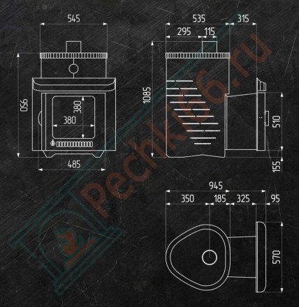Печь для бани Макси ПФ (Дубы) (Ферингер)