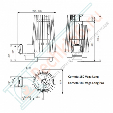 Печь для бани Cometa 180 Vega Long, Stone Pro (Grill’D)
