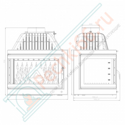 Чугунная топка W17 PB Decor Eko, с правым стеклом 16.1 kW (Kaw-Met)