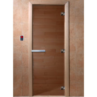 Дверь стеклянная для бани, бронза прозрачная, 2100х800 (DoorWood)