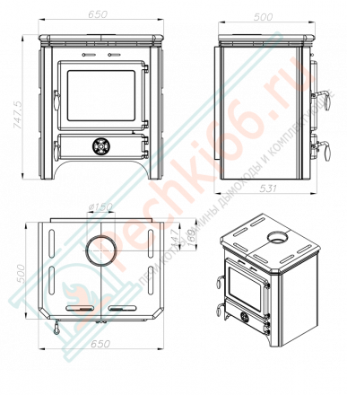 Печь-камин Vulkan Termo (MBS) до 390 м3