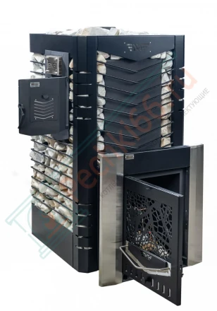 Печь для бани № 06-ГТ 20 на газу с сеткой для камней (усиленная) (Тройка) до 18 м3