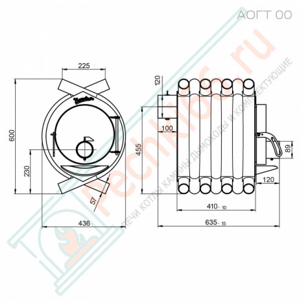 Печь отопительная АОГТ 00 (Везувий) до 100 м3