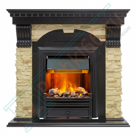 Электрокаминокомплект Dublin - Темный дуб / Сланец белый с очагом Brookline Black
