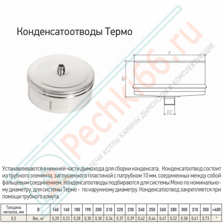 Кондесатоотвод Термо-Р (по наружному диаметру) (316-0.5) d-120/220 (ТиС Стандарт)