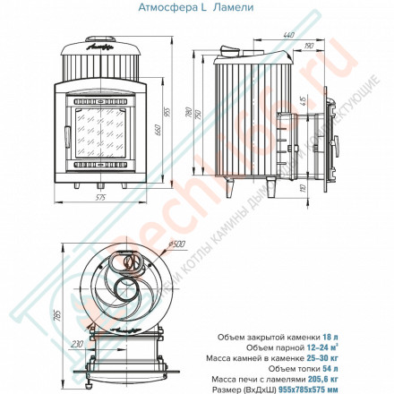 Печь банная «Атмосфера L» ламели «Жадеит» наборный (ProMetall)