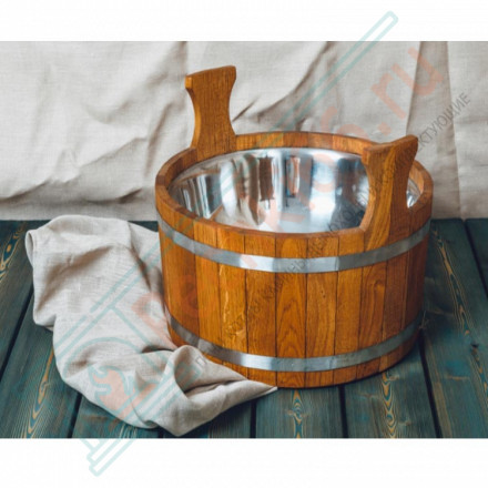 Шайка двуручная 15л. с нержавеющей вставкой, Дуб (Woodson)