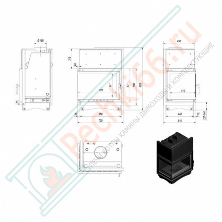 Стальная топка ZUZIA/PW/BL/19/BS/W (Kratki)