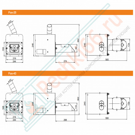Пеллетная горелка Fox 25 с бункером 500 л (Zota)