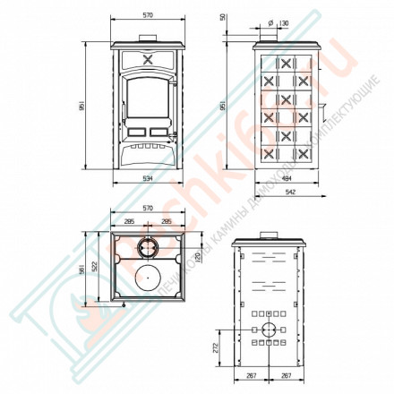 Печь-камин Gisella burgundy (La Nordica) до 160 м3