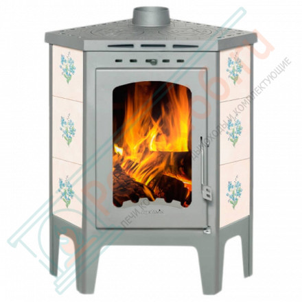 Печь-камин Бавария Угловая Незабудка, с плитой (ЭкоКамин) до 195 м3