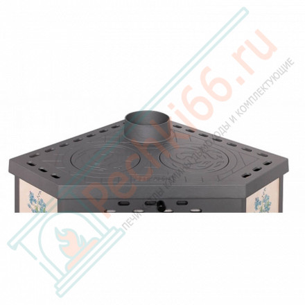 Печь-камин Бавария Угловая Незабудка, с плитой (ЭкоКамин) до 195 м3