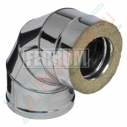 Сэндвич колено 90° (НЕРЖ-430/0,8-НЕРЖ-430/0,5) d-115/200 (Ferrum HF)