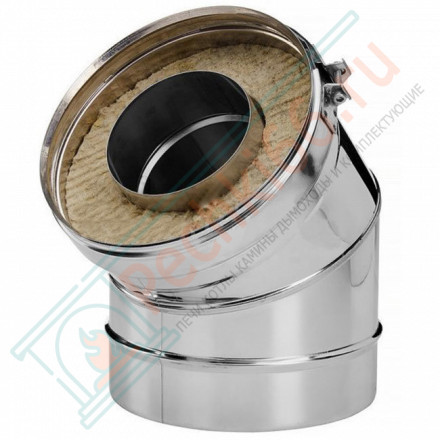 Отвод 15° V50R с изол (AISI-321/0,8-AISI-304/0,5) d-120/220 (Вулкан-Cerablanket)