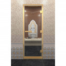 Стеклянная дверь DoorWood «Хамам Прозрачная» в золотом профиле 1900х800 (по коробке)