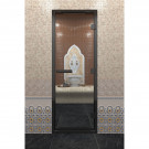 Стеклянная дверь DoorWood «Хамам Прозрачная» в черном профиле 1900х800 (по коробке)