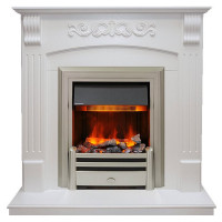Электрический каминокомплект Sorrento угловой - Белый дуб с очагом Chesford