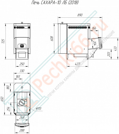 Печь для бани Сахара-10 ЛБ (2018), с баком 33 л (Теплодар)