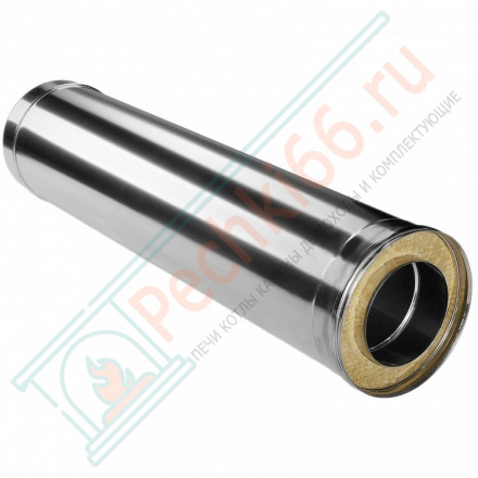 Сэндвич труба для дымохода L=1000 (НЕРЖ-321/0,8-НЕРЖ-439/0,5) d-300/380 (Дымок-Lux)