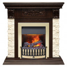 Электрокаминокомплект Luxemburg (каменный) - Сланец/Темный дуб с очагом Danville Brass FB2