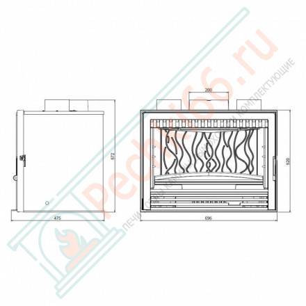 Чугунная топка INVICTA INSERT 700 COMPACT 520 C (INVICTA)