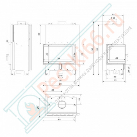 Стальная топка MBO/PW/15/L/BS/W (Kratki)