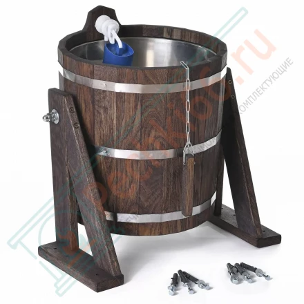 Обливное устройство из кавказского дуба 20 л. морёное, с нержавеющей вставкой (212F)