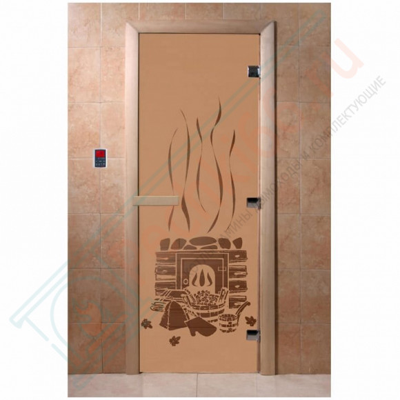 Дверь стеклянная для бани, матовая бронза, "Банька" 1900х700 (DoorWood) в Кемерово