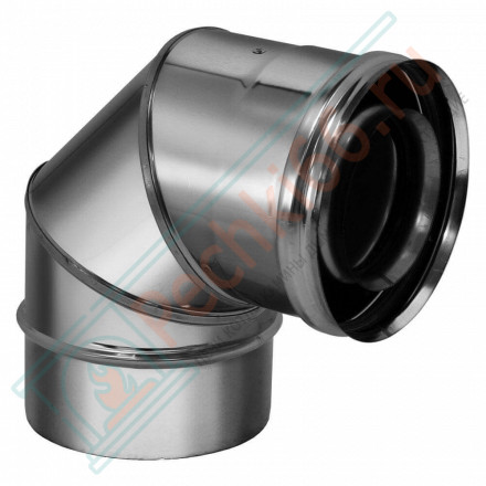 Отвод коаксиальный 90° (AISI-321/0,5-AISI-304/0,5) d-130/200 (Вулкан)