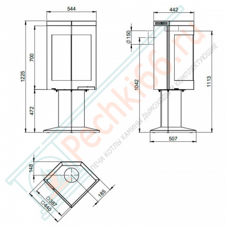 Печь-камин QUADRO 1 (Nordpeis)